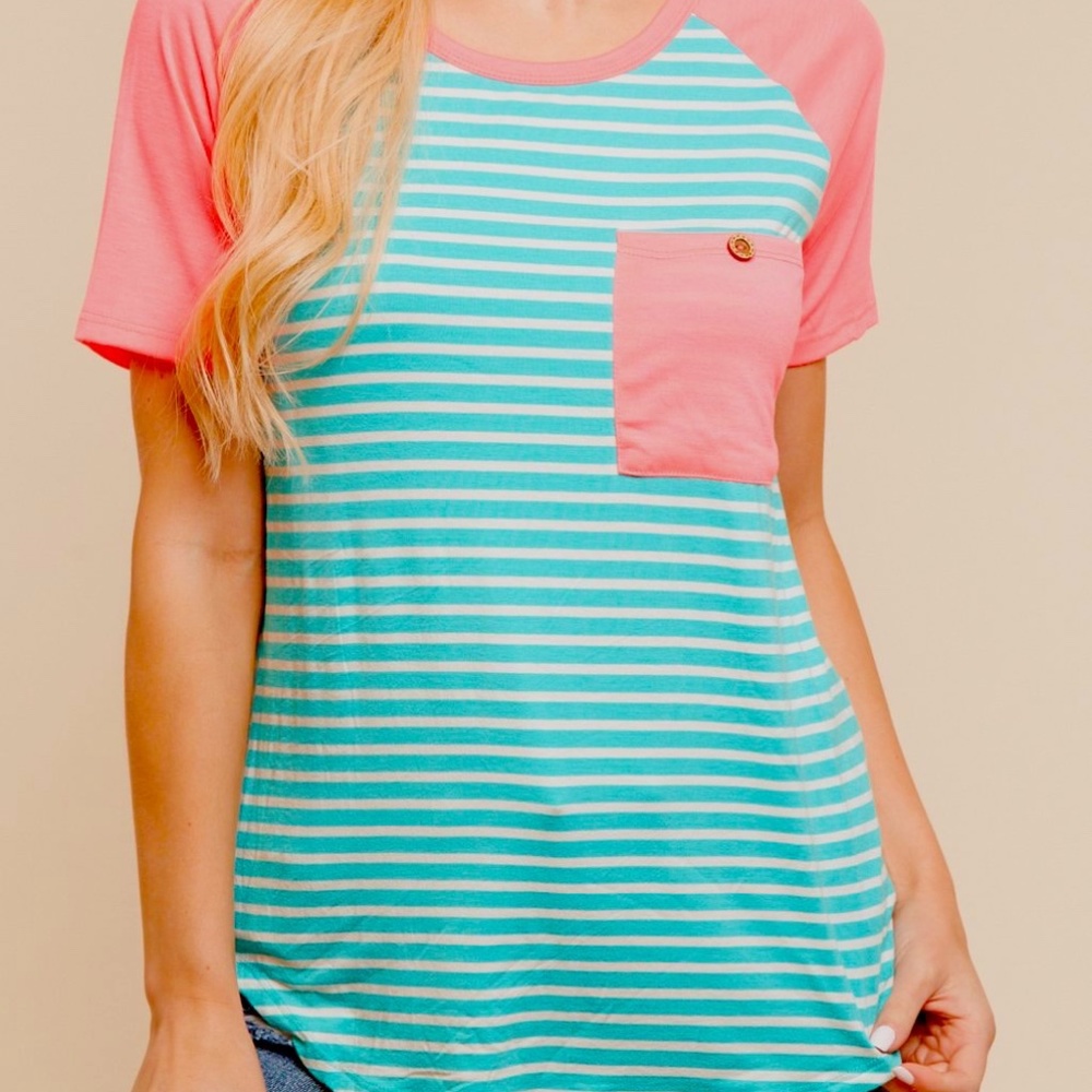 SALE NWT Boutique Hot Pink Aqua Top S - M - L - Picture 8 of 8